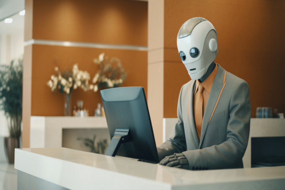 AI robot at desk